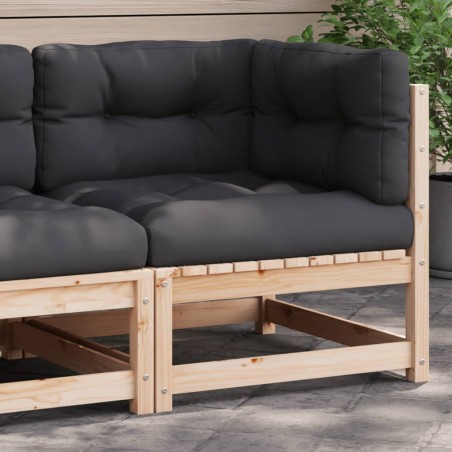 vidaXL Sofá de equina con cojines madera maciza de pino