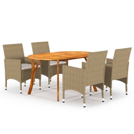 vidaXL Juego de comedor para jardín de 5 piezas beige