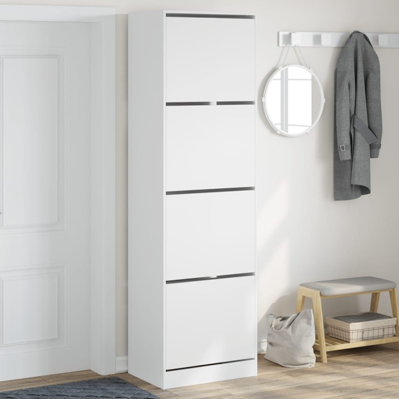 vidaXL Mueble zapatero con 4 cajones abatibles blanco 60x42x204 cm vidaXL Mueble zapatero con 4 cajones abatibles blanco 60x42x204 cm