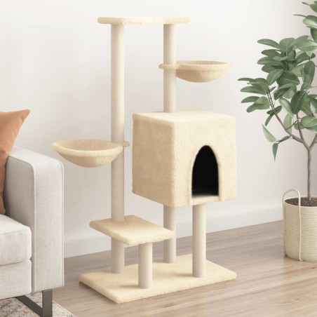 vidaXL Rascador para gatos con postes de sisal color crema 117 cm