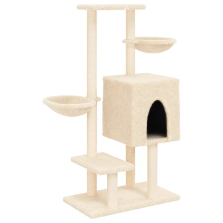 vidaXL Rascador para gatos con postes de sisal color crema 117 cm