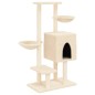 vidaXL Rascador para gatos con postes de sisal color crema 117 cm