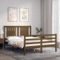 vidaXL Estructura de cama matrimonio con cabecero madera marrón miel vidaXL Estructura de cama matrimonio con cabecero madera marrón miel