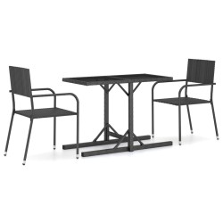 vidaXL Juego de comedor para jardín 3 piezas negro