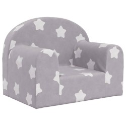 vidaXL Sofá para niños felpa suave gris claro con estrellas