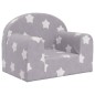 vidaXL Sofá para niños felpa suave gris claro con estrellas vidaXL Sofá para niños felpa suave gris claro con estrellas