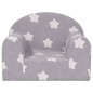 vidaXL Sofá para niños felpa suave gris claro con estrellas vidaXL Sofá para niños felpa suave gris claro con estrellas