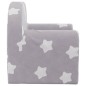 vidaXL Sofá para niños felpa suave gris claro con estrellas vidaXL Sofá para niños felpa suave gris claro con estrellas