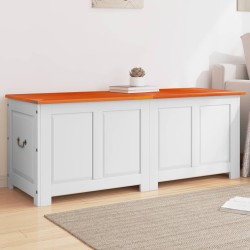 vidaXL Baúl de almacenaje con tapa madera de acacia marrón y blanco