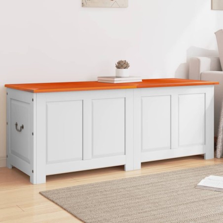 vidaXL Baúl de almacenaje con tapa madera de acacia marrón y blanco