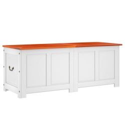 vidaXL Baúl de almacenaje con tapa madera de acacia marrón y blanco
