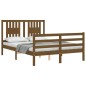 vidaXL Estructura de cama matrimonio con cabecero madera marrón miel vidaXL Estructura de cama matrimonio con cabecero madera marrón miel