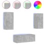 vidaXL Muebles TV pared con LED 4 pzas madera ingeniería gris hormigón