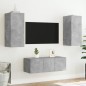 vidaXL Muebles TV pared con LED 4 pzas madera ingeniería gris hormigón