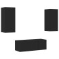 vidaXL Muebles de TV de pared con LED 4 pzas madera ingeniería negro