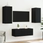 vidaXL Muebles de TV de pared con LED 4 pzas madera ingeniería negro