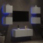 vidaXL Muebles de TV de pared con LED 6 pzas madera ingeniería blanco