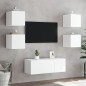 vidaXL Muebles de TV de pared con LED 6 pzas madera ingeniería blanco