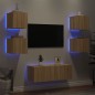 vidaXL Muebles TV pared con LED 6 pzas madera ingeniería roble Sonoma