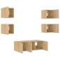 vidaXL Muebles TV pared con LED 6 pzas madera ingeniería roble Sonoma