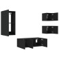 vidaXL Muebles de TV de pared con LED 5 pzas madera ingeniería negro