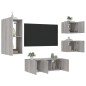 vidaXL Muebles TV pared con LED 5 pzas madera ingeniería gris Sonoma vidaXL Muebles TV pared con LED 5 pzas madera ingeniería gris Sonoma