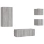 vidaXL Muebles TV pared con LED 5 pzas madera ingeniería gris Sonoma vidaXL Muebles TV pared con LED 5 pzas madera ingeniería gris Sonoma
