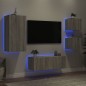 vidaXL Muebles TV pared con LED 5 pzas madera ingeniería gris Sonoma vidaXL Muebles TV pared con LED 5 pzas madera ingeniería gris Sonoma