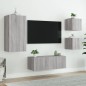 vidaXL Muebles TV pared con LED 5 pzas madera ingeniería gris Sonoma vidaXL Muebles TV pared con LED 5 pzas madera ingeniería gris Sonoma