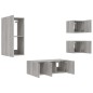 vidaXL Muebles TV pared con LED 5 pzas madera ingeniería gris Sonoma vidaXL Muebles TV pared con LED 5 pzas madera ingeniería gris Sonoma