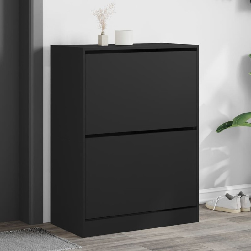 vidaXL Mueble zapatero con 2 cajones abatibles negro 80x42x108 cm vidaXL Mueble zapatero con 2 cajones abatibles negro 80x42x108 cm