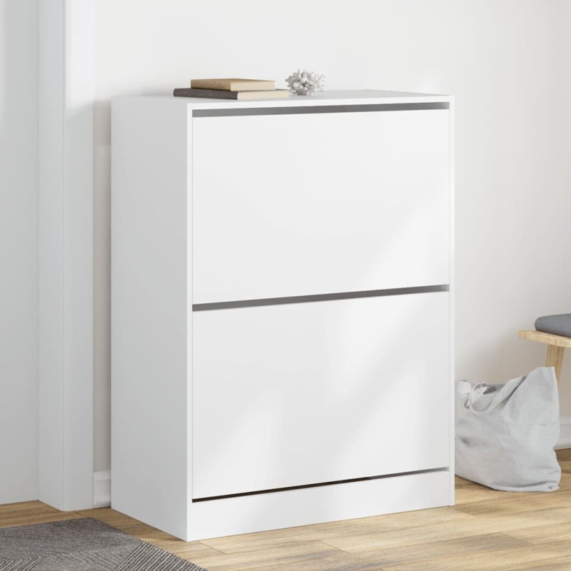 vidaXL Mueble zapatero con 2 cajones abatibles blanco 80x42x108 cm vidaXL Mueble zapatero con 2 cajones abatibles blanco 80x42x108 cm