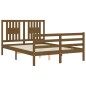 vidaXL Estructura de cama matrimonio con cabecero madera marrón miel vidaXL Estructura de cama matrimonio con cabecero madera marrón miel