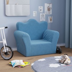 vidaXL Sofá para niños felpa suave azul