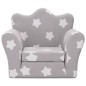 vidaXL Sofá cama de niños felpa suave gris claro con estrellas vidaXL Sofá cama de niños felpa suave gris claro con estrellas