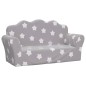 vidaXL Sofá de niños de 2 plazas felpa suave gris claro con estrellas vidaXL Sofá de niños de 2 plazas felpa suave gris claro con estrellas