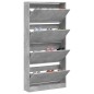 vidaXL Mueble zapatero 4 cajones abatibles gris hormigón 80x21x163,5cm vidaXL Mueble zapatero 4 cajones abatibles gris hormigón 80x21x163,5cm