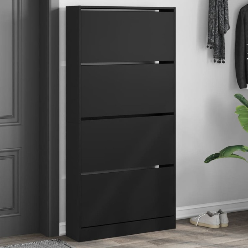 vidaXL Mueble zapatero con 4 cajones abatibles negro 80x21x163,5 cm vidaXL Mueble zapatero con 4 cajones abatibles negro 80x21x163,5 cm