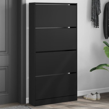 vidaXL Mueble zapatero con 4 cajones abatibles negro 80x21x163,5 cm