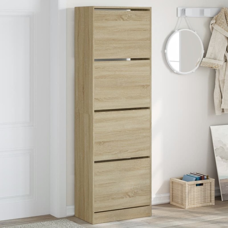vidaXL Mueble zapatero 4 cajones abatibles roble Sonoma 60x34x187,5 cm vidaXL Mueble zapatero 4 cajones abatibles roble Sonoma 60x34x187,5 cm