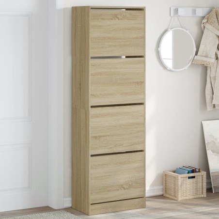 vidaXL Mueble zapatero 4 cajones abatibles roble Sonoma 60x34x187,5 cm