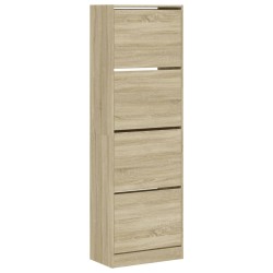 vidaXL Mueble zapatero 4 cajones abatibles roble Sonoma 60x34x187,5 cm