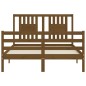vidaXL Estructura de cama matrimonio con cabecero madera marrón miel vidaXL Estructura de cama matrimonio con cabecero madera marrón miel