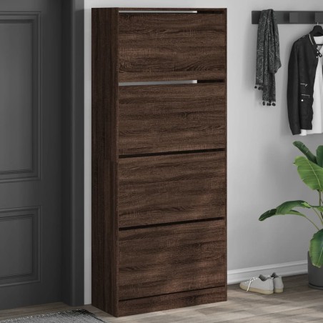 vidaXL Mueble zapatero 4 cajones abatibles marrón roble 80x34x187,5 cm
