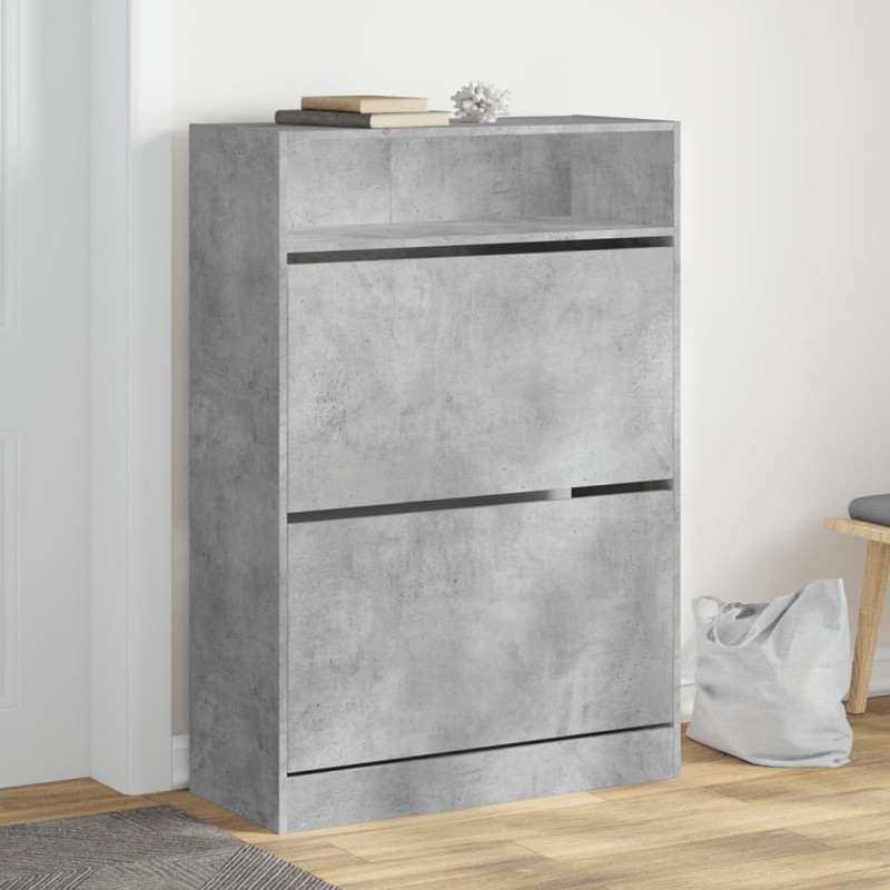 vidaXL Mueble zapatero 2 cajones abatibles gris hormigón 80x34x116 cm vidaXL Mueble zapatero 2 cajones abatibles gris hormigón 80x34x116 cm