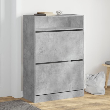 vidaXL Mueble zapatero 2 cajones abatibles gris hormigón 80x34x116 cm