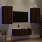 vidaXL Muebles TV pared con LED 4 pzas madera ingeniería marrón roble