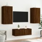 vidaXL Muebles TV pared con LED 4 pzas madera ingeniería marrón roble
