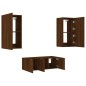 vidaXL Muebles TV pared con LED 4 pzas madera ingeniería marrón roble