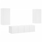 vidaXL Muebles de TV de pared con LED 4 pzas madera ingeniería blanco